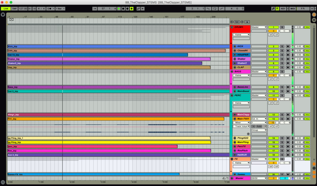 Die Einteilung in Gruppen in Ableton Live 9.5