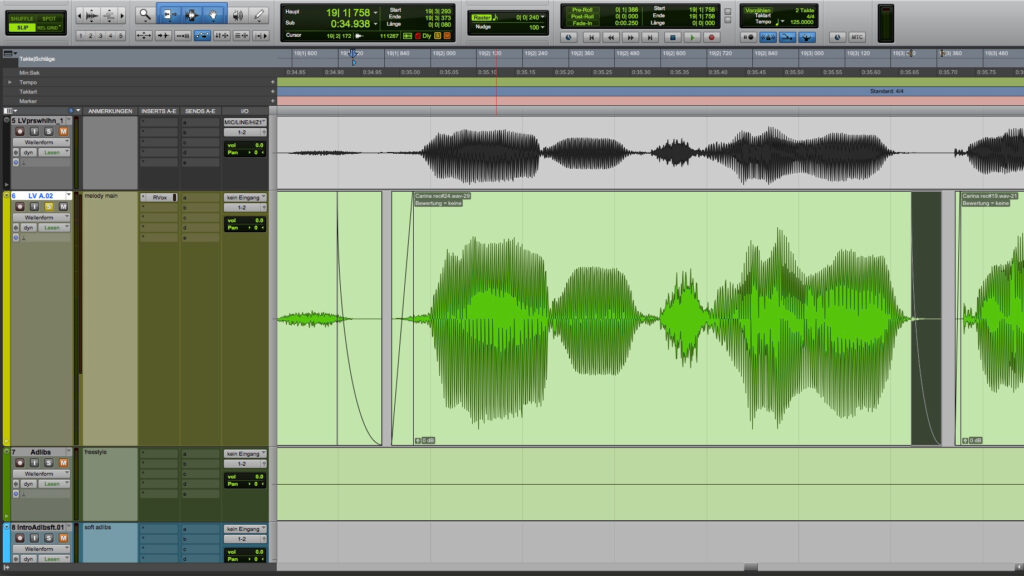 Feinschnitt in Pro Tools.