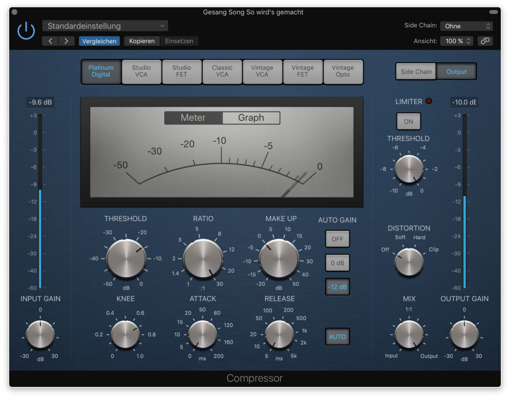 Compressor im Limiter-Modus