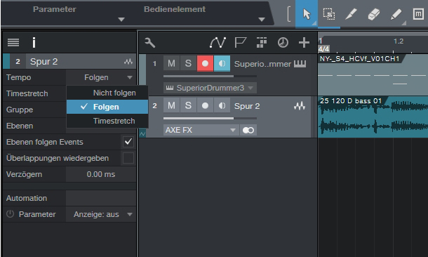 Timestretch-Algorithmus auswählen