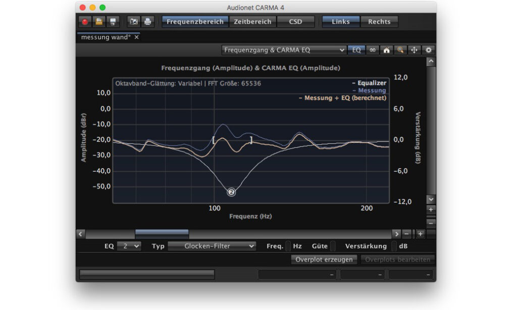 Mit dem Equalizer lässt sich die Bass-Überhöhung kompensieren.