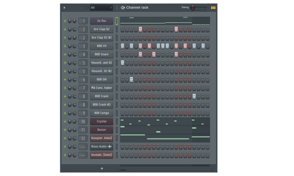 Das Channel Rack ist FL Studios Herz. Hier werden die Patterns programmiert!