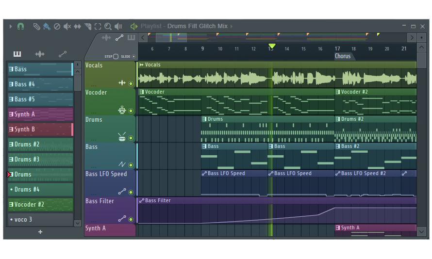 In der Playlist werden die Patterns zu einem Song zusammengestellt!