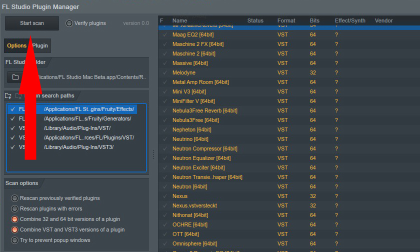 VST-Plug-ins lassen sich scannen und sind daraufhin im Browser unter Plug-in Database → Generators → VST zu finden.