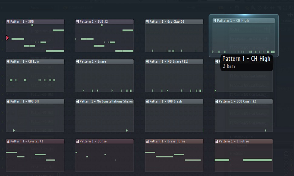 Im Project Picker könnt ihr die Patterns vorhören.