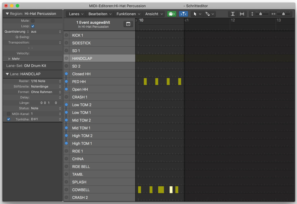 Der Schritteditor ist die perfekte Umgebung um Beats zu bauen!