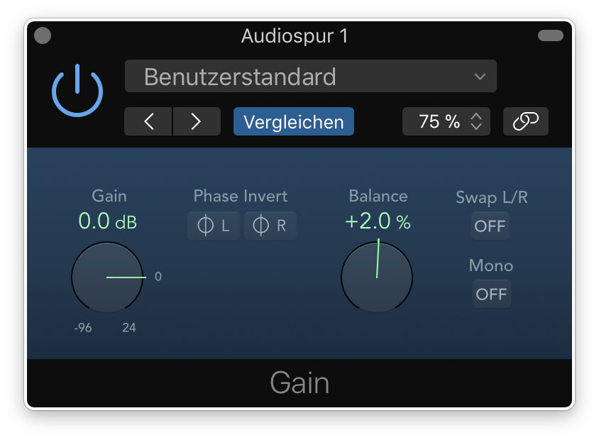 Das nützliche Helferlein Gain kann auch Phaseninvertierung.