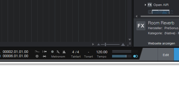 Die Takt- und Tempoanzeige ist meistens auch im Transportfenster untergebracht.