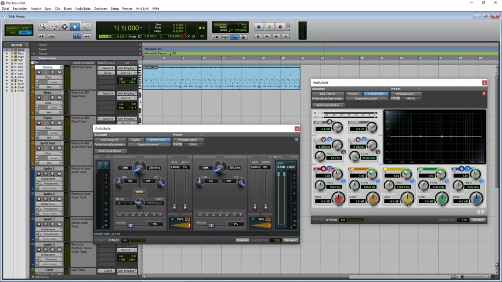 Das GUI von Pro Tools