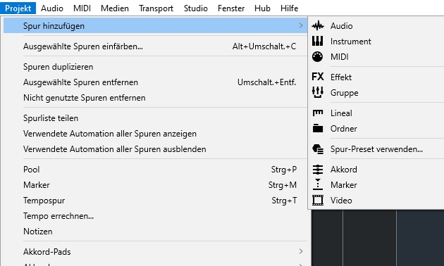 So werden Spuren in Cubase erstellt.