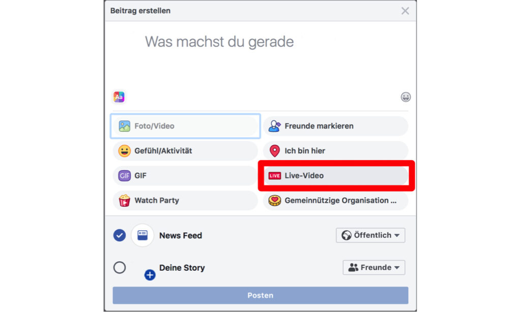 Facebook Beitragsoptionen