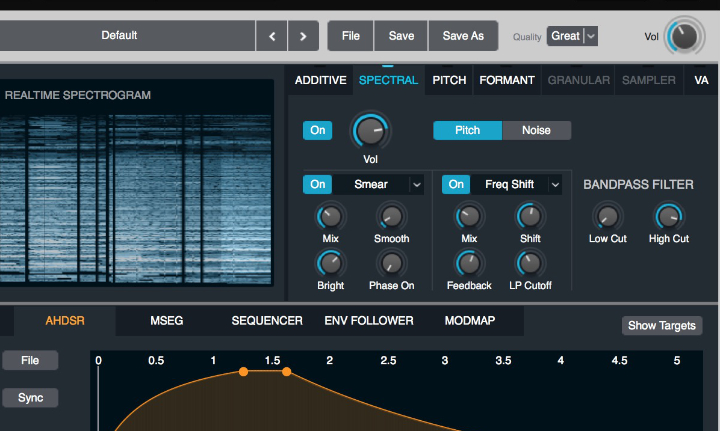 Die besonderen Spectral Engine Effekte müssen sehr dosiert eingesetzt werden, bei größerem Anteil wird der Sound schnell sehr laut und sehr verrauscht.