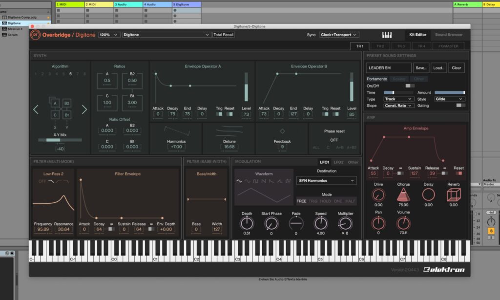 Das Overbridge-Plug-In für Elektron Digitone in Ableton Live (Foto: Lukas Hermann)