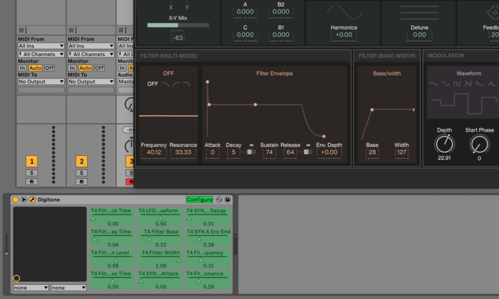 Ableton Live: Parameter des Elektron Digitone via „Configure“ automatisieren (Foto: Lukas Hermann)