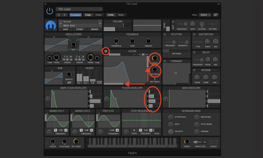 Synthesizer Leadsounds: Filter und Hüllkurve