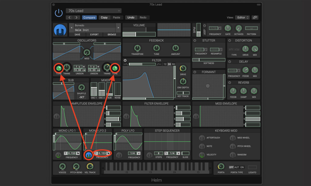 Synthesizer Leadsounds: Zuweisung von LFO2