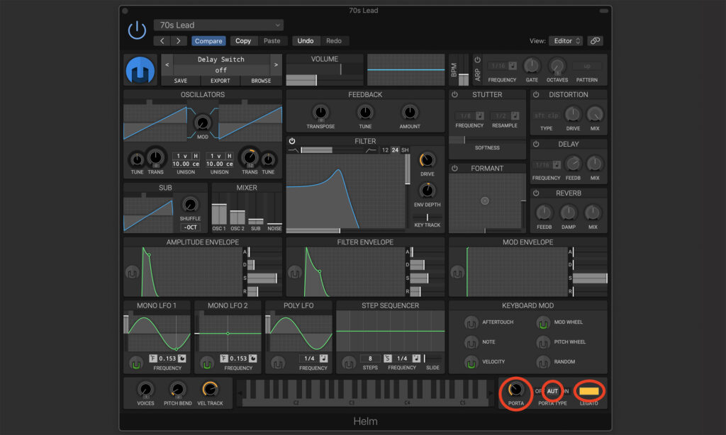 Synthesizer Leadsounds: Portamento und Legato