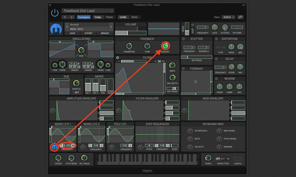 LFO-Modulation der Feedback-Intensität