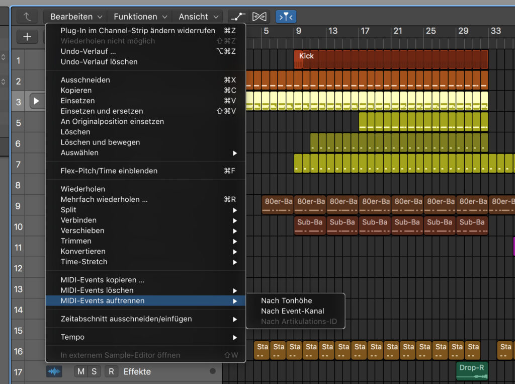 Logic Pro Regionen