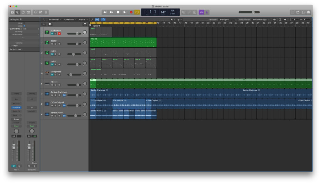 Ideen sammle ich in Logic Pro X in einem geloopten Abschnitt des Arrangements.