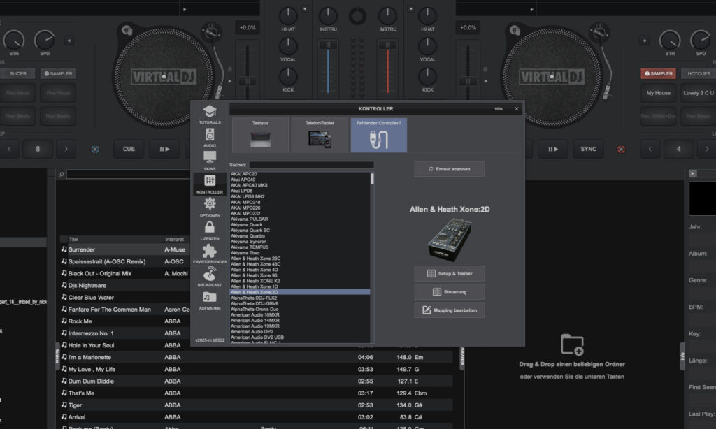 Virtual DJ unterstützt zahlreiche Controller von vielen unterschiedlichen Herstellern