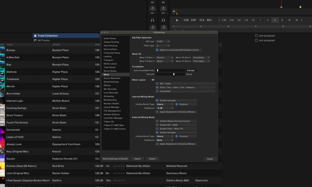 DJ-Software richtig einrichten: In Traktor Pro könnt ihr Autogain und einen Limiter individuell ein- oder ausschalten.