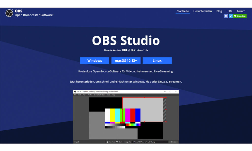 OBS Studio läuft auf Windows-, Mac- und Linux-Systemen.