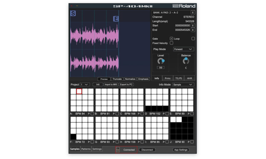 Mit der SP-404MKII App können Samples ganz leicht von Rechner auf den Sampler übertragen werden. (Foto: Alexander Eberz)