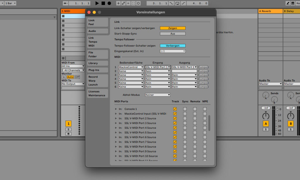 SSL UF8 Setup in Ableton Live