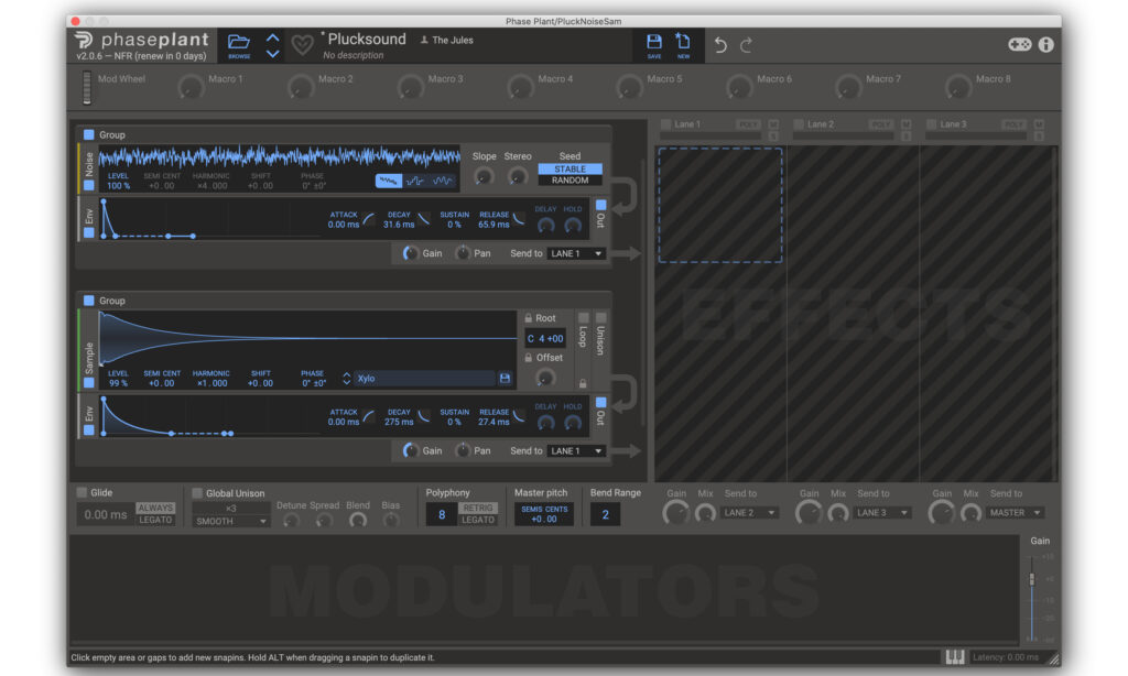 Noise- und Sample-Modulatoren in Phase Plant von Kilohearts