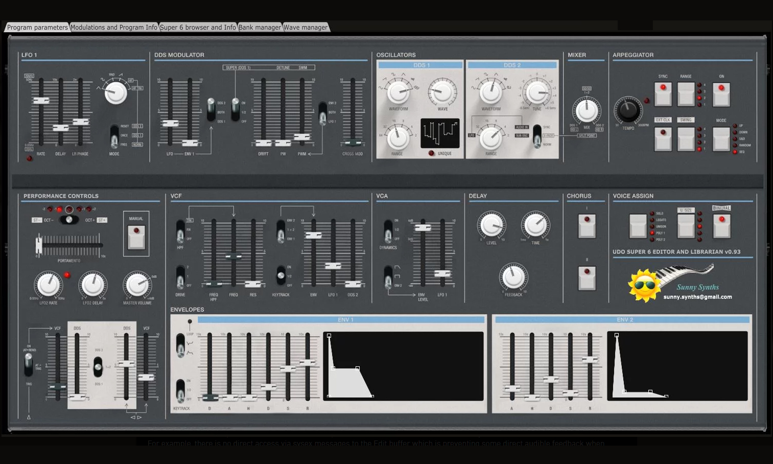 Sunny Synths Editor und Librarian für UDO Audio Super 6 Synthesizer Artikelbild