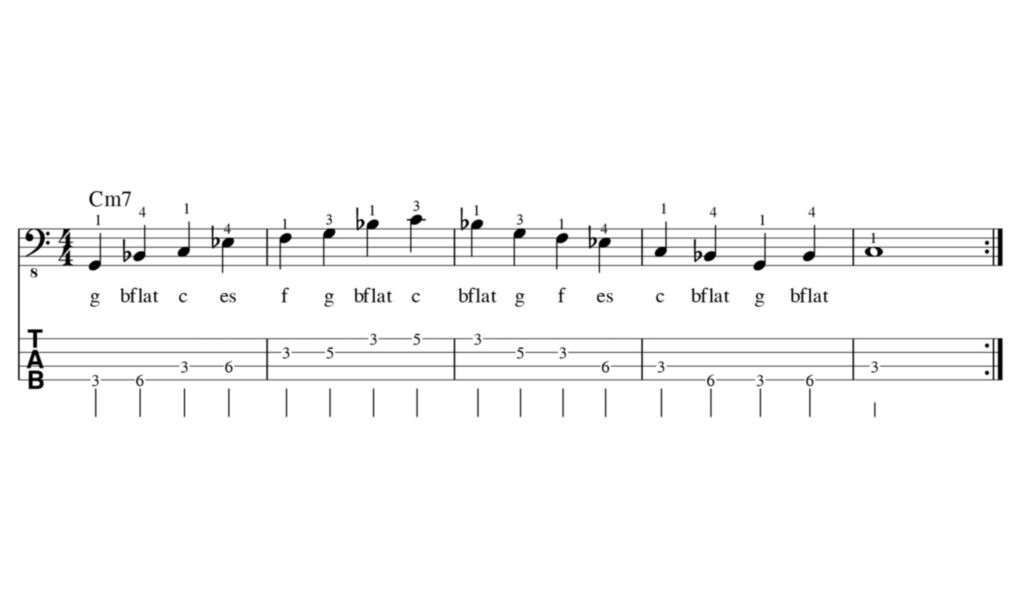 Alle Töne der 1. Lage von Griffbild 4