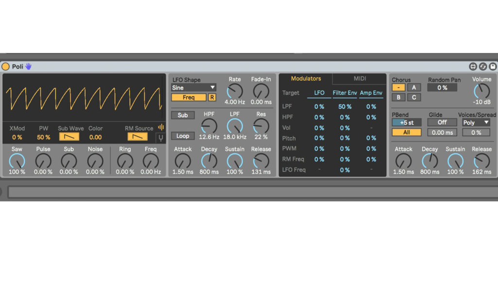 Software Instrument Poli in der DAW Ableton Live