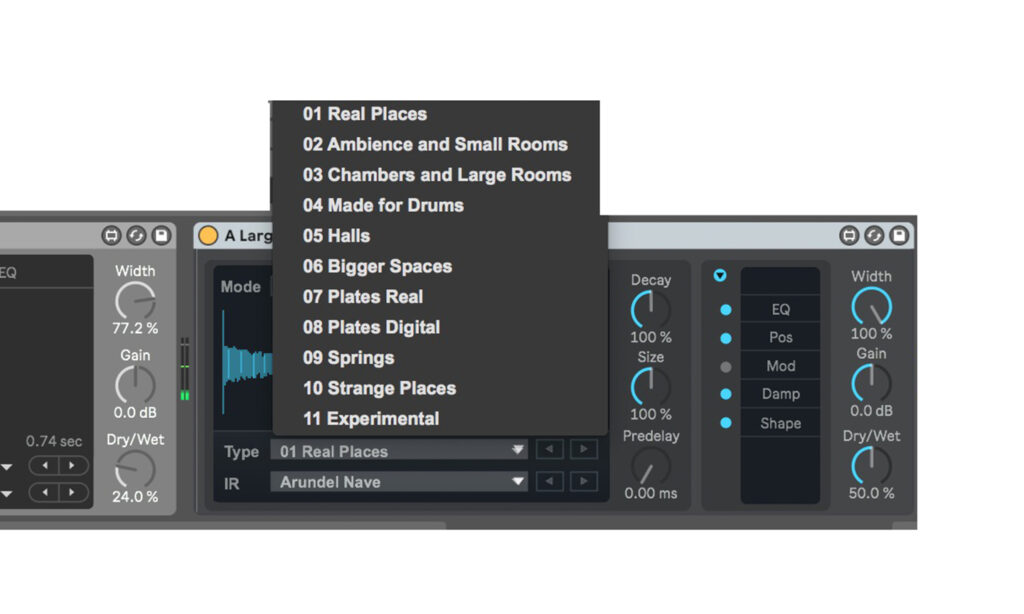 Audioeffekt Convolution Reverb Pro in der DAW Ableton Live