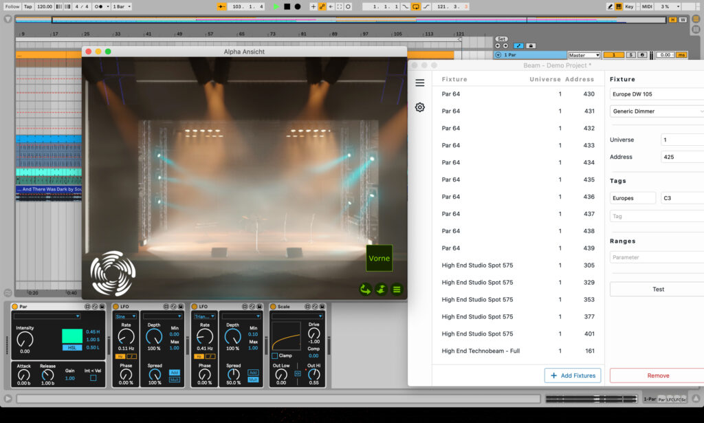 M4L Device Beam in der DAW Ableton Live, Software Beam, Programm Capture
