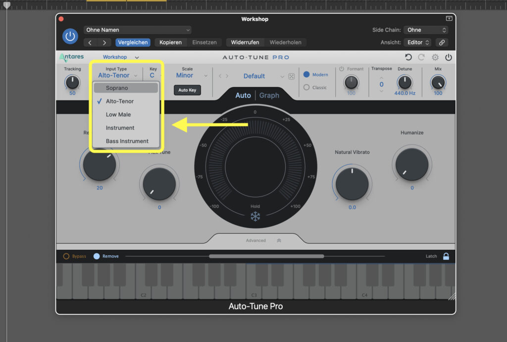 Auto Tune Input Einstellungen