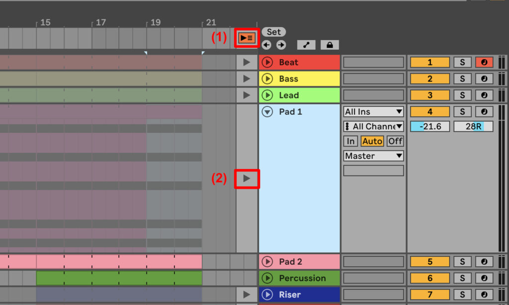 Arrangement Ansicht in der DAW Ableton Live