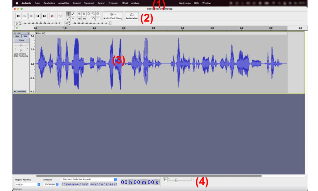 Software Audacity für Audiobearbeitung