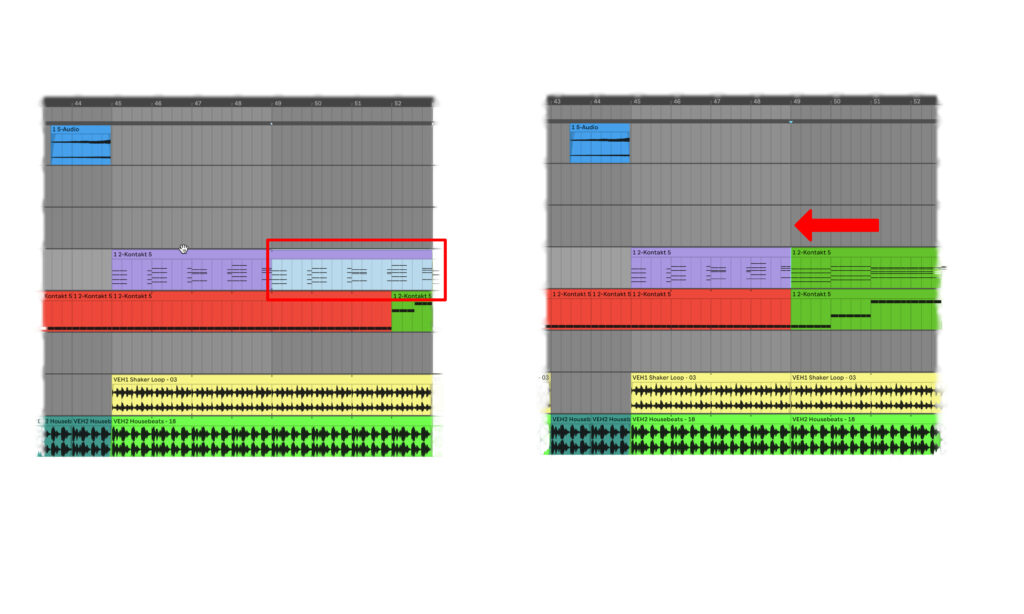 DAW Ableton Live mit markierten Clips