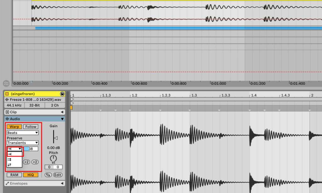 Audio-Clip in der DAW Ableton Live