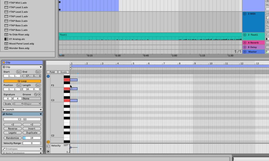 Die Piano Roll in der DAW Ableton Live