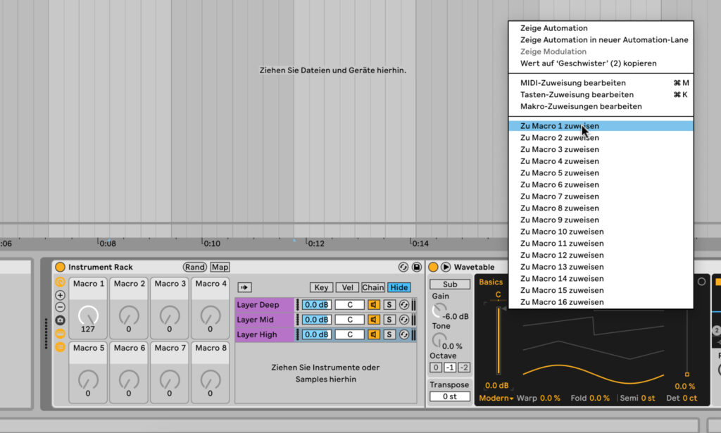 Ableton Live mit einem Instrument Rack