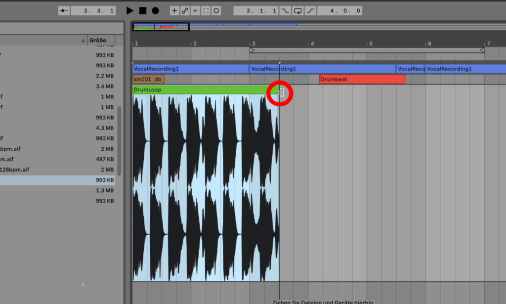 DAW Ableton Live mit Audioaufnahmen