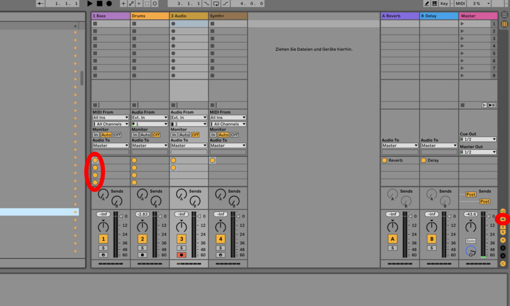 Session View und Audio-Effekte in Ableton Live