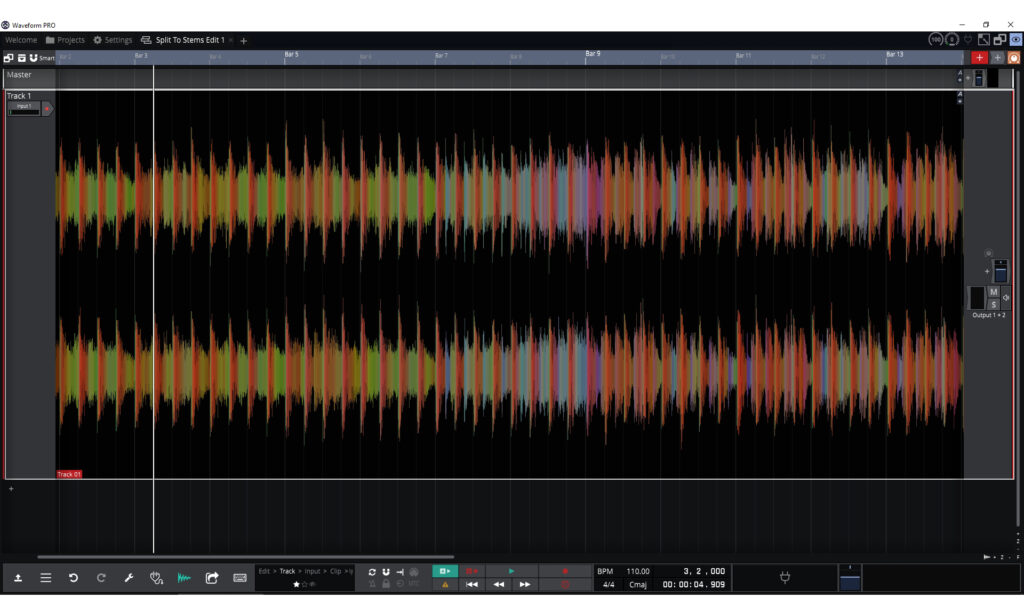 Tracktion Waveform Pro 12.5 DAW Test Bedienoberfläche Colored Waveforms