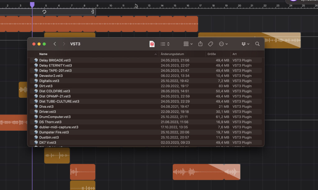 Ordner mit VST Plugins auf einem Mac 