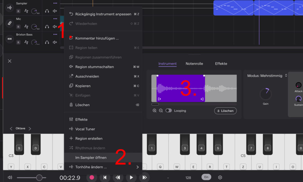 Sampler-Instrument in Soundtrap DAW