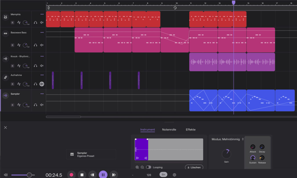 Arrangement eines Songs in Soundtrap