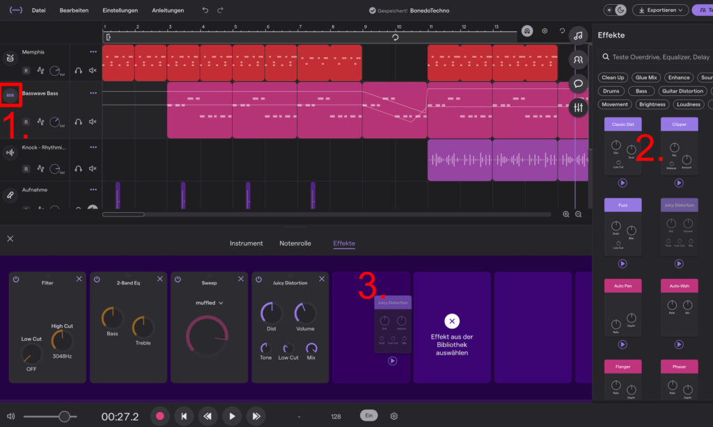 Audioeffekte in Soundtrap