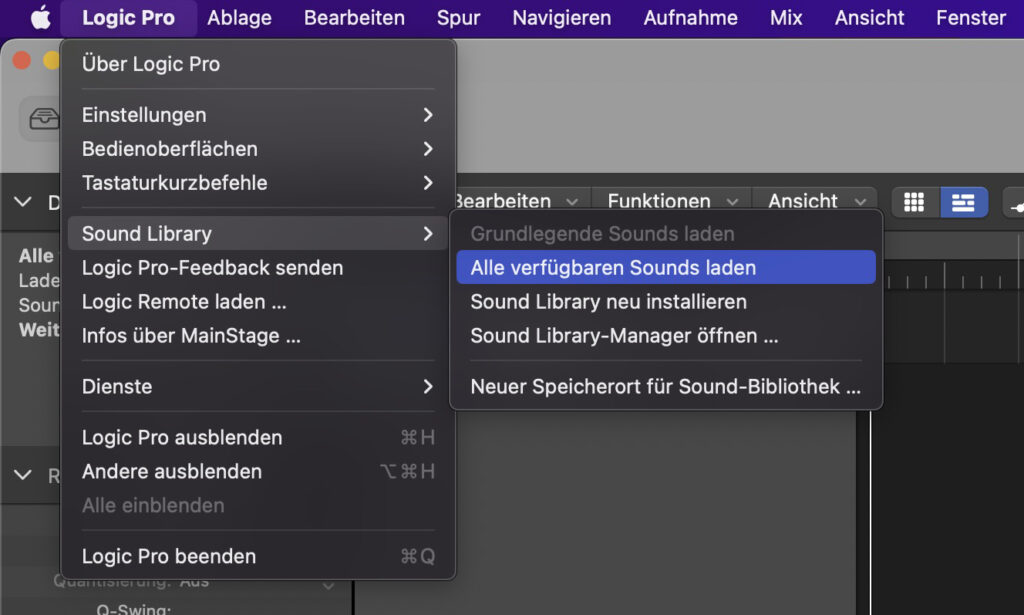 Logic Pro Soundlibrary laden 